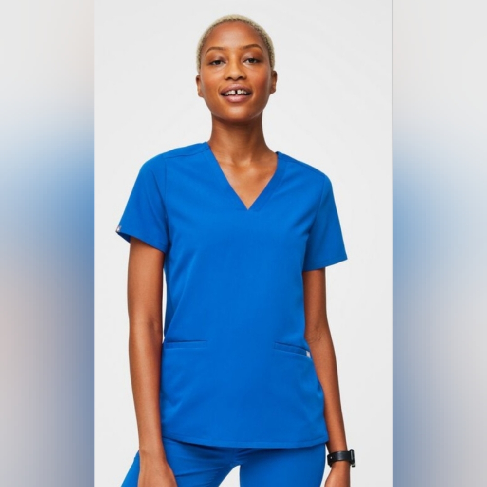 Figs Royal blue scub top
